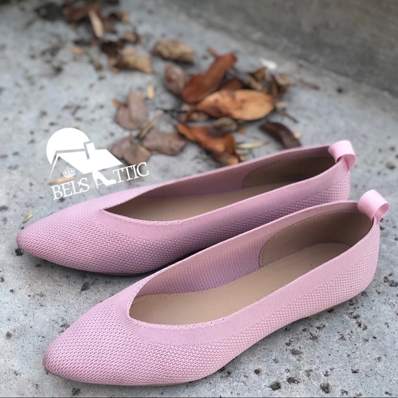 LAST1 Pointed Toe Knitted Fabric Ballerina Flats - Picture 3 of 8